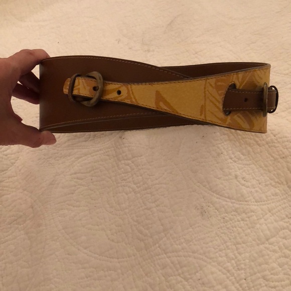 GUCCI cognac and gold thick belt, palm tree design main image 5